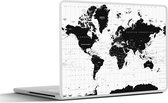 Laptop sticker - 15.6 inch - Wereldkaart - Zwart - Wit - Atlas - Aarde - Educatief - 36x27,5cm - Laptopstickers - Laptop skin - Cover
