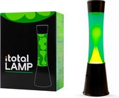 i-Total Lavalamp - Lava Lamp - Sfeerlamp - 40x11 cm - Glas/Aluminium - 30W - Groen met gele Lava - Zwart - XL2345