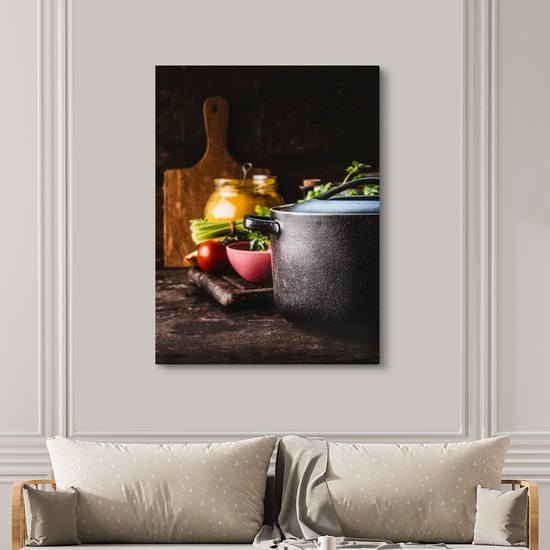 Tableau sur toile Rustique - Nature Morte - Pan - Légume - 120x160 cm - Décoration murale XXL