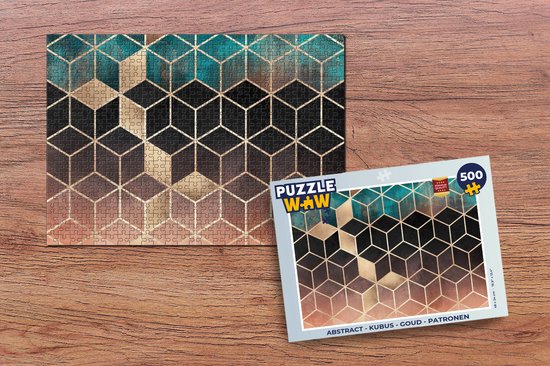 Puzzle Abstrait - Cube - Or - Motifs - Luxe - Puzzle - Puzzle 500 pièces