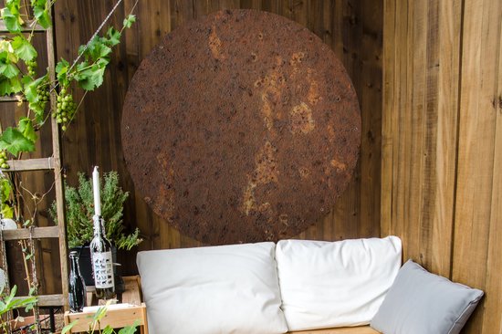 Tuincirkel Bruin - Oranje - Abstract - Vintage - Roest - Patroon - 120x120 cm - Ronde Tuinposter - Buiten