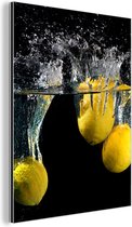 Décoration murale Métal - Aluminium Peinture Industrielle - Citroen - Fruit - Nature morte - Water - Jaune - 60x80 cm - Dibond - Photo sur aluminium - Décoration murale industrielle - Pour le salon / chambre