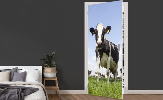 Sticker pour porte Vaches - Herbe - Animaux - Soleil - Ferme - 75x205 cm - Affiche de porte