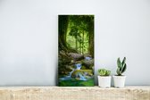 Wanddecoratie Metaal - Aluminium Schilderij Industrieel - Jungle - Stenen - Water - Natuur - Planten - 20x40 cm - Dibond - Foto op aluminium - Industriële muurdecoratie - Voor de woonkamer/slaapkamer