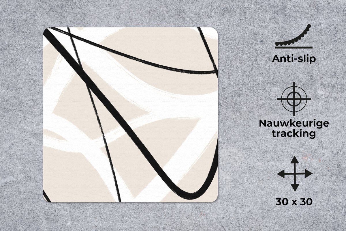 Muismat 30x30 cm - Mousepad Lijn - Abstract - Minimalisme - Pastel - Muismatten