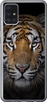 Geschikt voor Samsung Galaxy A52 5G hoesje - Tijger - Wilde dieren - Portret - Zwart - Dieren - Siliconen Telefoonhoesje