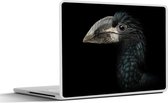 Laptop sticker - 15.6 inch - Vogel - Portret - Neushoornvogel - Zwart - Dieren - 36x27,5cm - Laptopstickers - Laptop skin - Cover