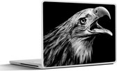 Laptop sticker - 15.6 inch - Adelaar - Portret - Roofvogels - Zwart - Wit - Vogel - 36x27,5cm - Laptopstickers - Laptop skin - Cover