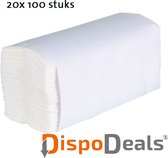 DispoDeals - Handdoeken - 21x42cm - interfold - wit - (3-laags) 20 x 100 stuks