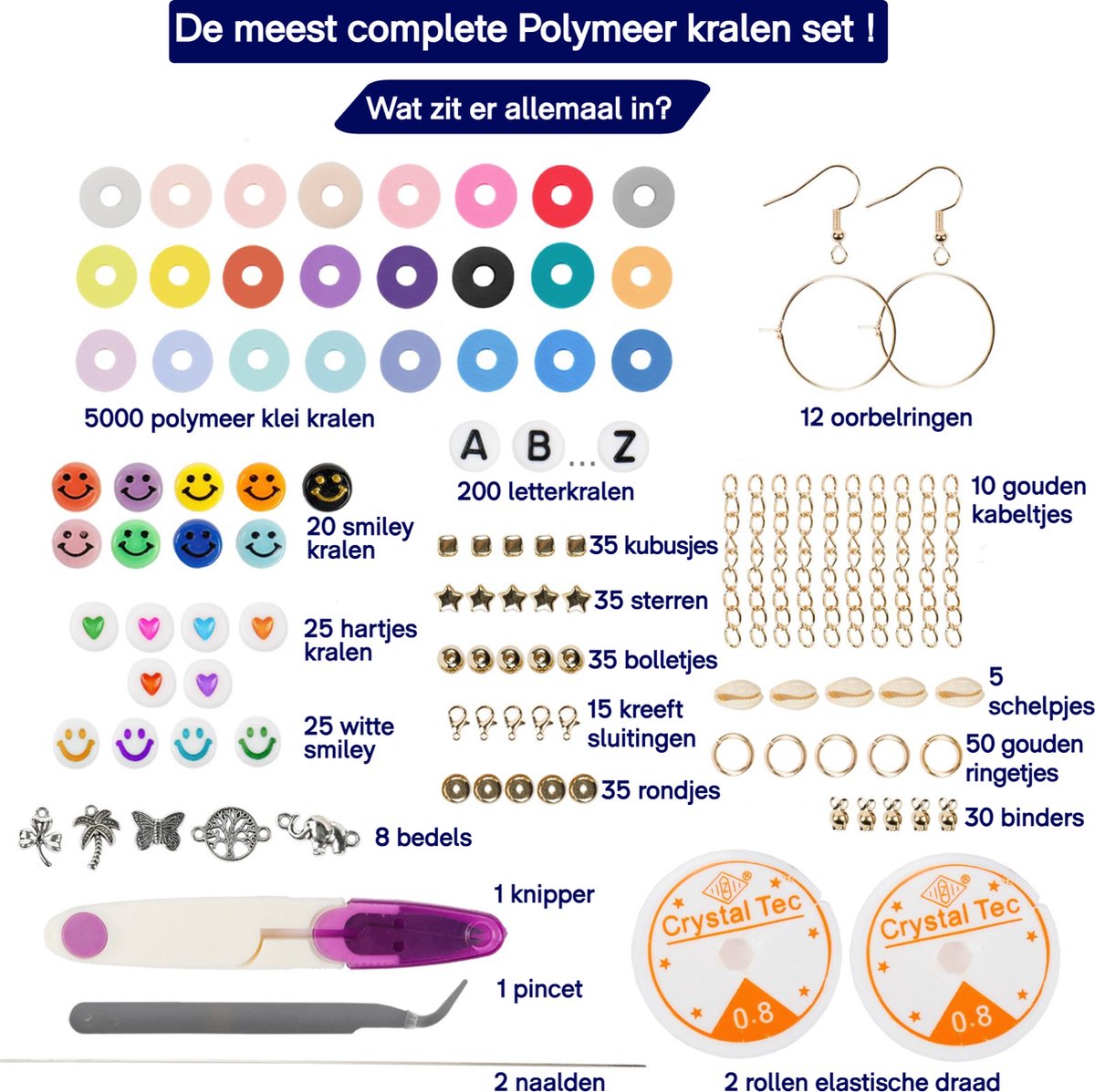 Premium Creatives Kralen Set - Sieraden Maken – Armbandjes Maken – Polymeer Kralen – Cadeauset - Veel accessoires — afbeelding 4