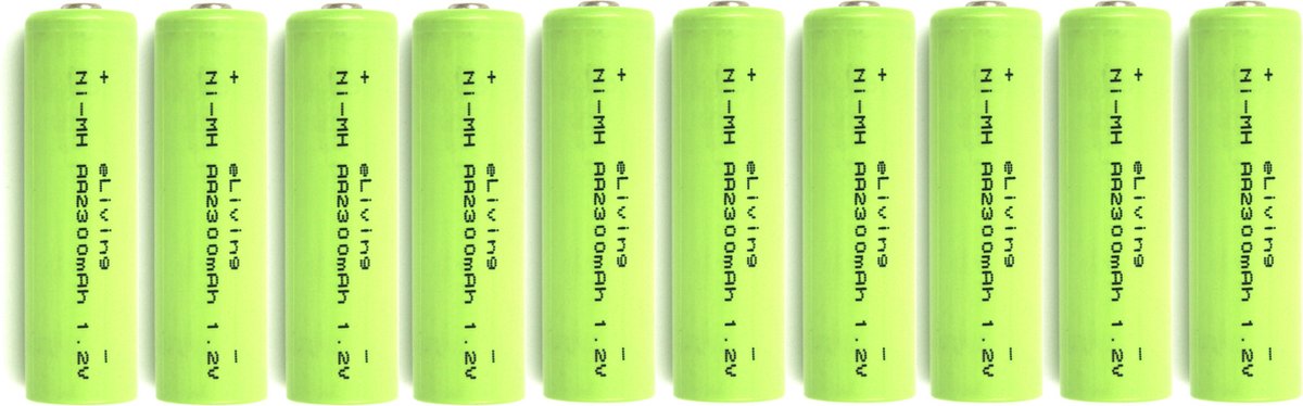 eLiving - Oplaadbare AA batterijen. 2300mAh 10 stuks. >500 keer opladen.