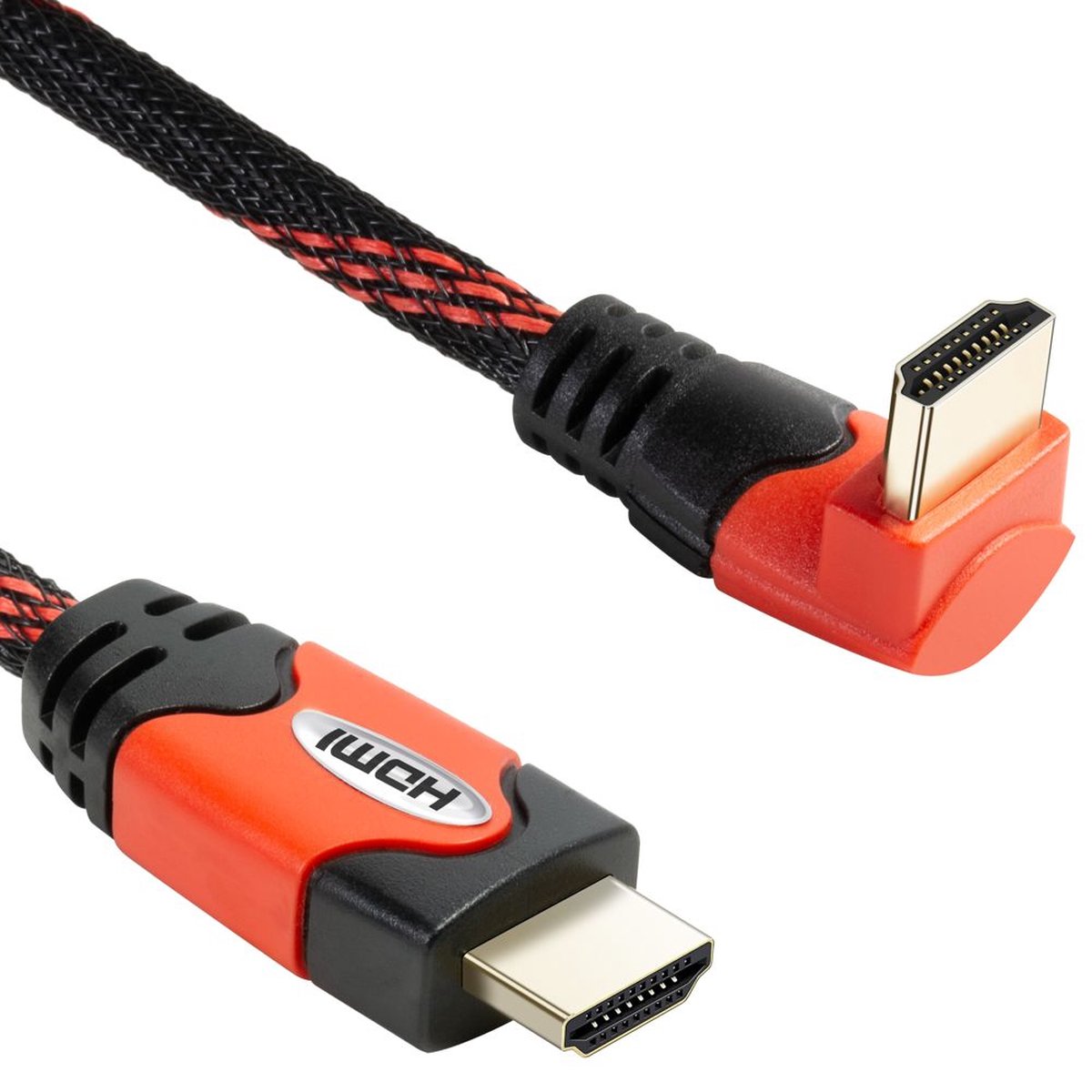 HDMI kabel - 1 meter - 4K@30Hz - Gevlochten mantel - Zwart/ rood - Allteq