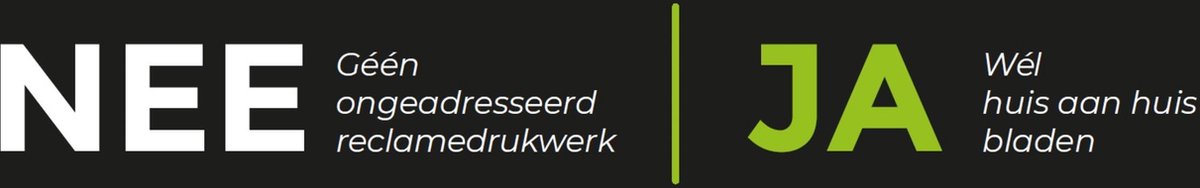 Brievenbussticker transparant Nee/Ja - witte letters - Geschikt voor een donkerkleurige achtergrond.