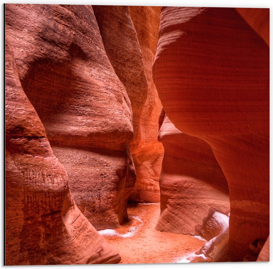 WallClassics - Dibond - Ravijnin Antelope Canyon - 50x50 cm Foto op Aluminium (Wanddecoratie van metaal)