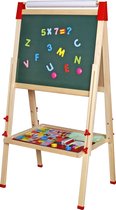 Educatief Houten Tekenbord voor Kinderen - Schoolbord - Krijtbord - Magneetbord - Inclusief Papierrol & Accessoires - In Hoogte Verstelbaar