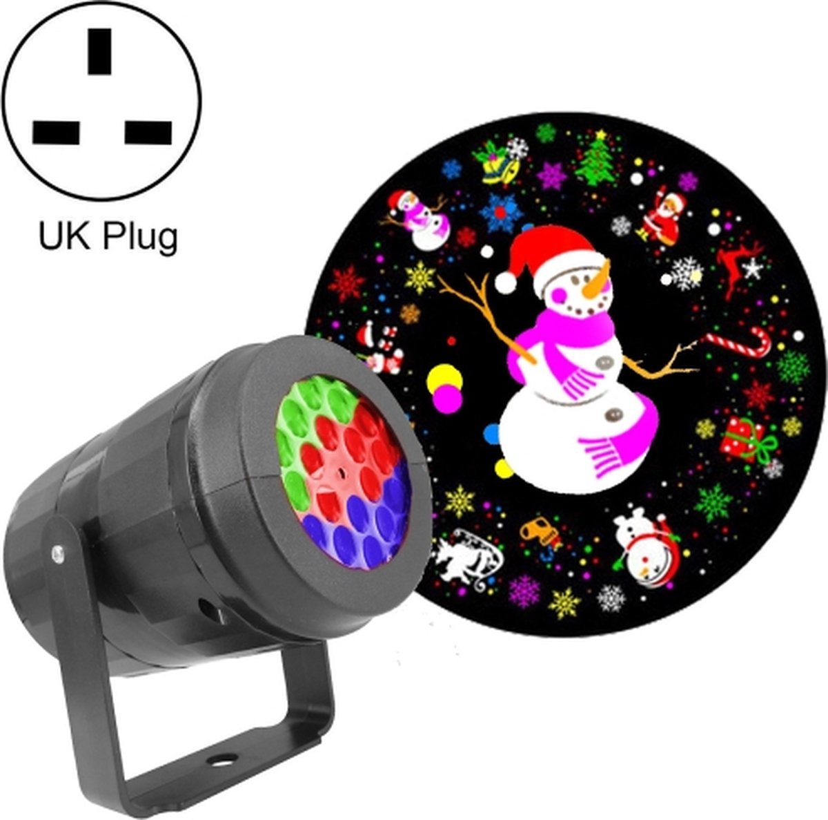 4W LED Snowflake Christmas Decoration Projector Light with 16 Patterns, Spec: UK Plug