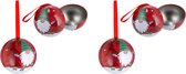 Set van 4 Opvulbare kerstballen Rode kerstballen met vrolijke Kerstman zelf op te vullen ideaal voor op de feesttafel, als geschenkje, bedankje of om een centje in te steken.