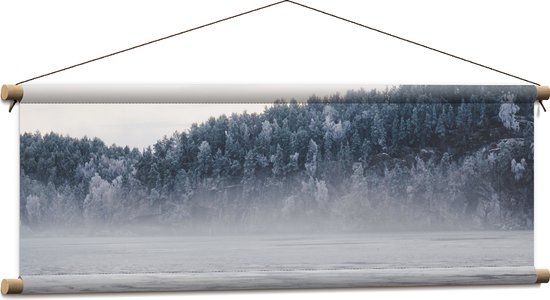 WallClassics - Textielposter - Regen in Meer - 90x30 cm Foto op Textiel
