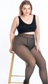Fleece Panty - Plus Size Maat M/L/XL - Transparant Zwarte panty - Beige - Bekend van Tiktok