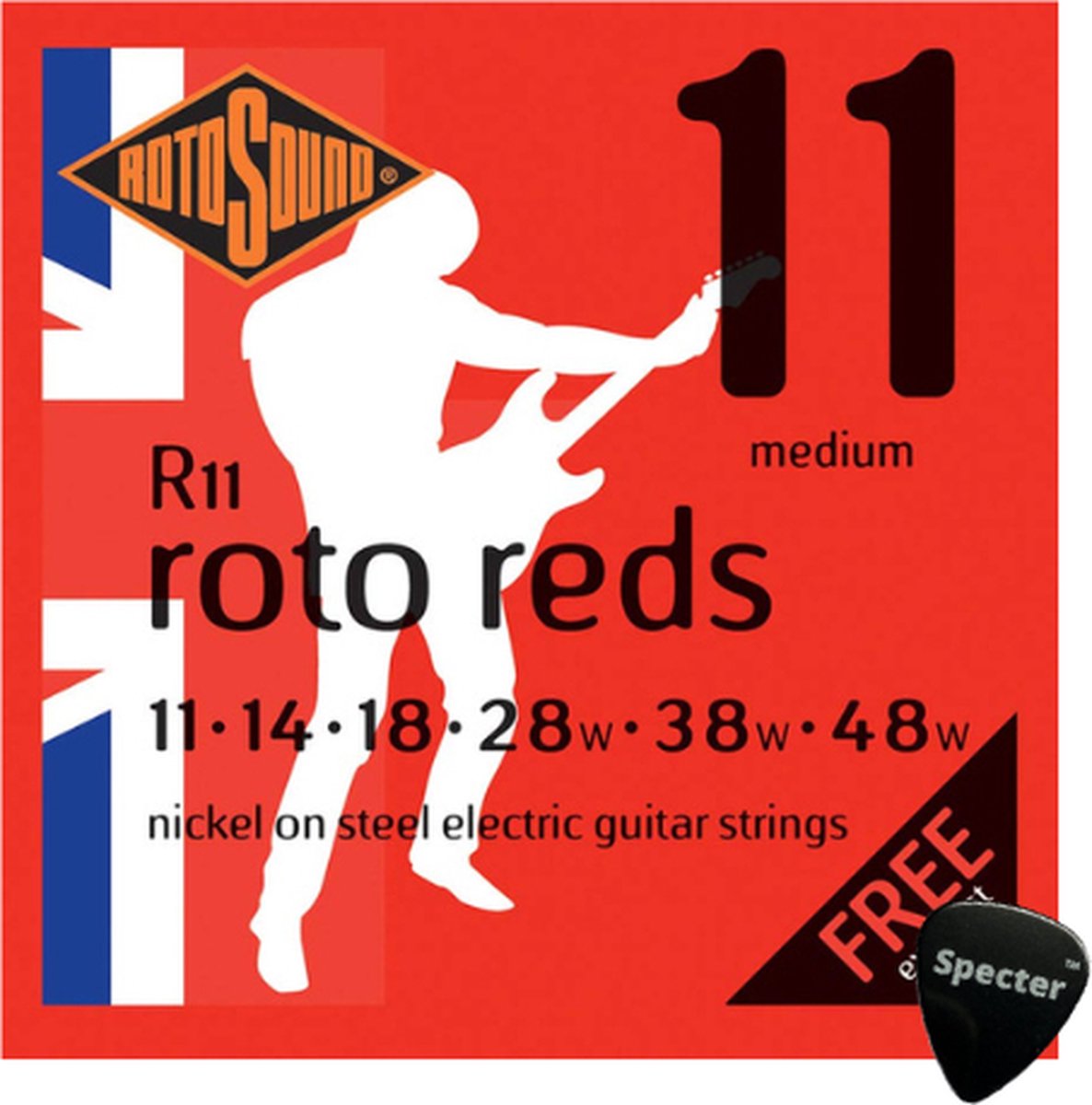 Rotosound Snarenset Elektrische Gitaar Met Specter Plectrum - 011- 048 Set - Gitaar Snaren