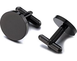 Ronde Manchetknopen Heren Zwart - Gepolijst - Cufflinks - Schoencadeautjes Sinterklaas Cadeautjes Mannen