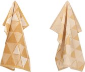Luxe Keukendoek en Theedoek Triangles Geel| x cm van Bunzlau Castle | 100% Biologisch Katoen | Keukendoek 60x53cm en Theedoek 65x65cm