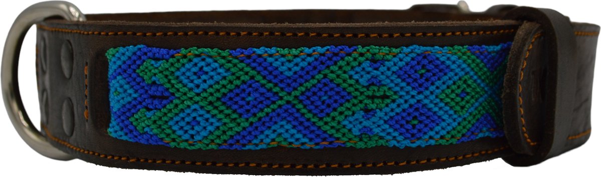 Bohemi Ibiza honden halsband, maat XLarge, 50 - 62cm, Bruin leer