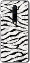 Geschikt voor OnePlus 7 Pro hoesje - Dierenprint - Zebra - Wit - Siliconen Telefoonhoesje