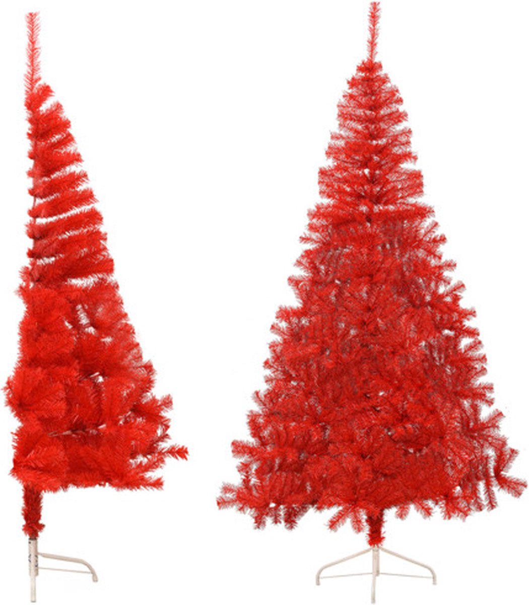 vidaXL Kunstkerstboom met standaard half 210 cm PVC rood