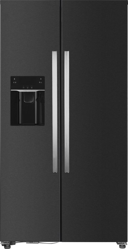 Amerikaanse koelkast: Frilec BONNSBS-666-HCF-040EDI - Amerikaanse Koelkast - Met IJsmaker - No Frost - Met Display - 513 Liter - Zwart, van het merk Frilec
