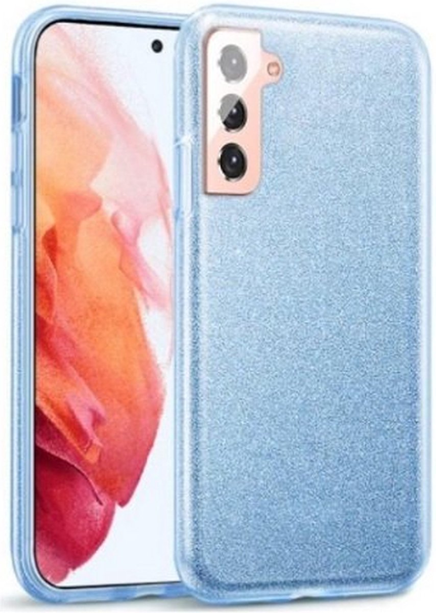 Samsung S21 Plus Siliconen Glitter Hoesje Blauw