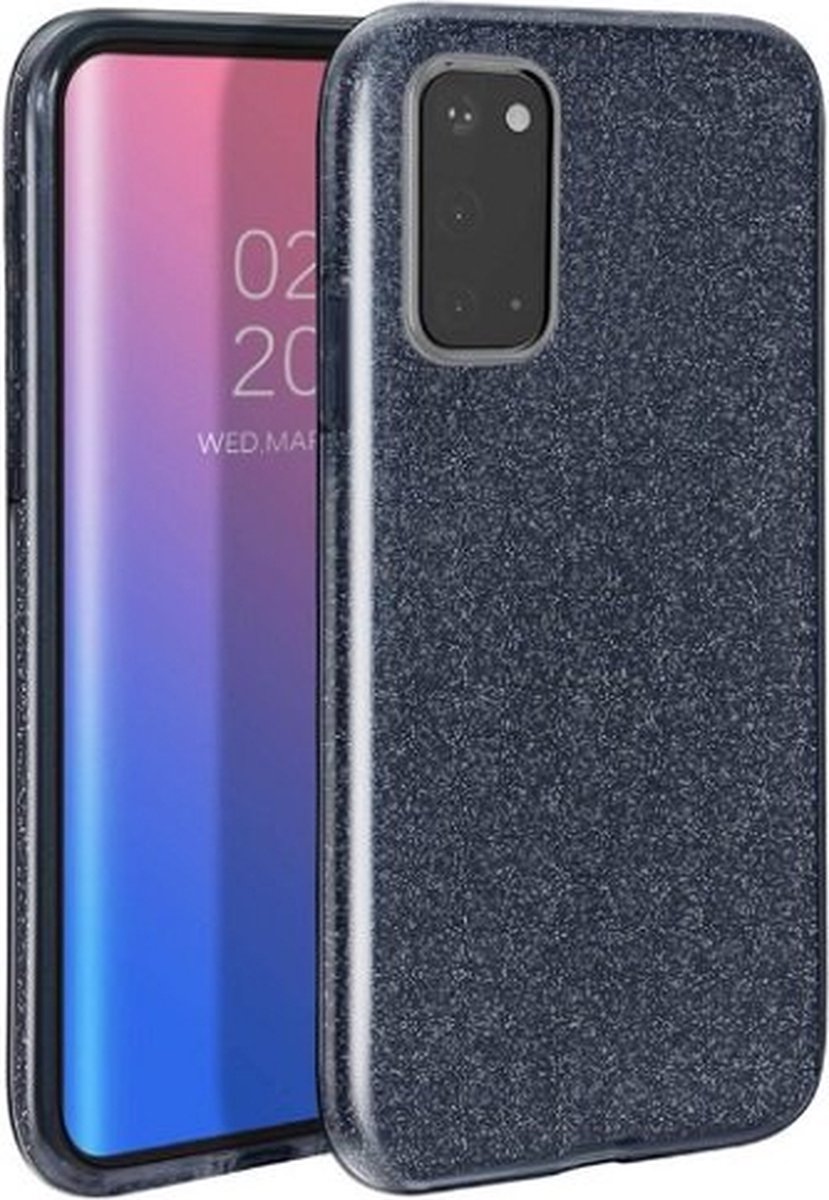 Samsung S20 Siliconen Glitter Hoesje Zwart