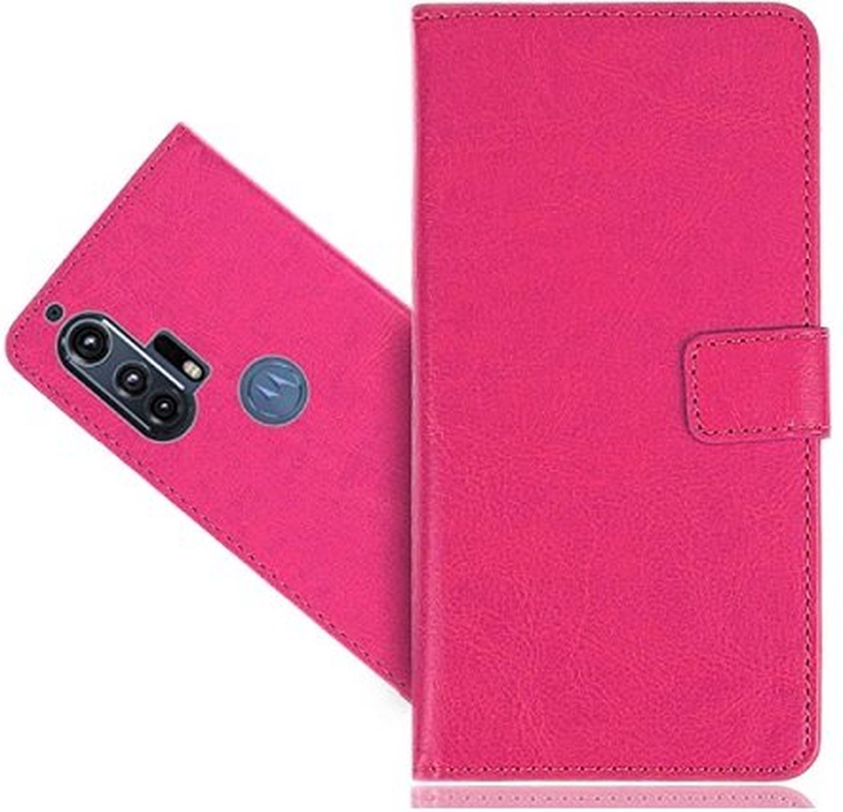 Motorola Edge Plus Hoesje Met Pasjeshouder Bookcase Roze