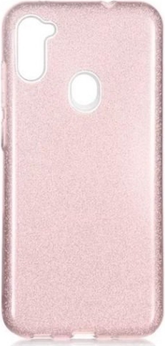 Samsung A11 Siliconen Glitter Hoesje Rose Goud