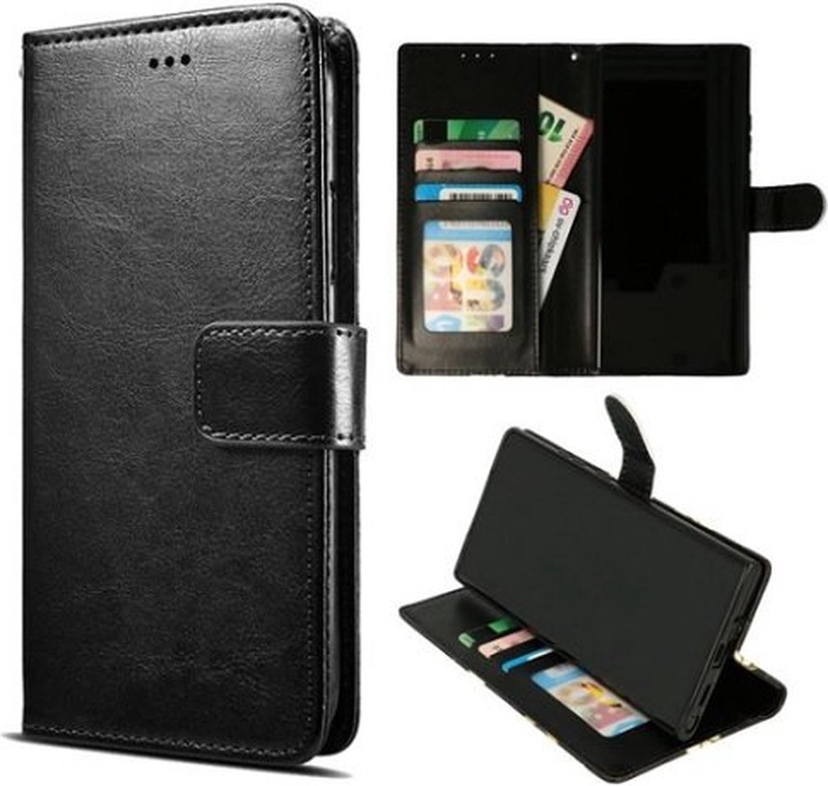 Motorola One Hyper Hoesje Met Pasjeshouder Bookcase Zwart