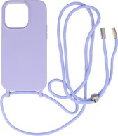Hoesje met Koord 2.5mm Dikke Back Cover Kleur Paars geschikt voor Iphone 14 Pro