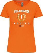 Dames T-shirt krans World Champion 2023 | Max Verstappen / Red Bull Racing / Formule 1 Fan | Wereldkampioen | Oranje dames | maat M