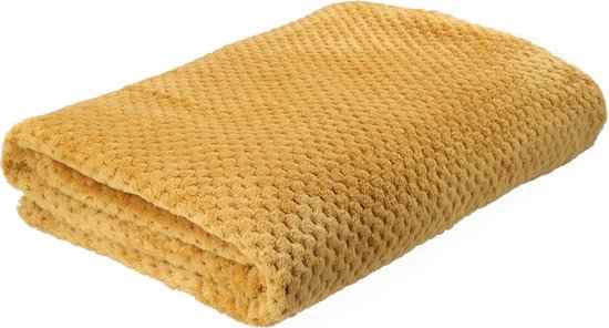 HOMLA Couvre-lit Noah 220 x 240 cm - couvre-lit canapé couverture couette - moelleux et doux - polyester caramel