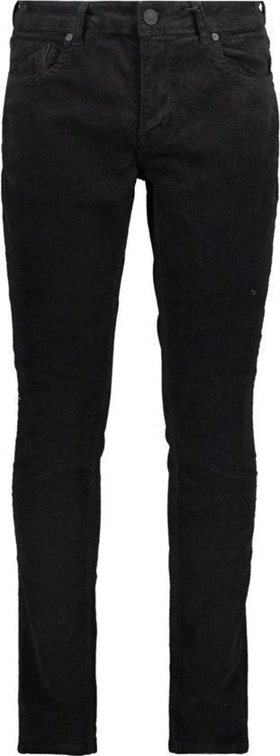 Zwarte heren corduroy broek met een slim fit.