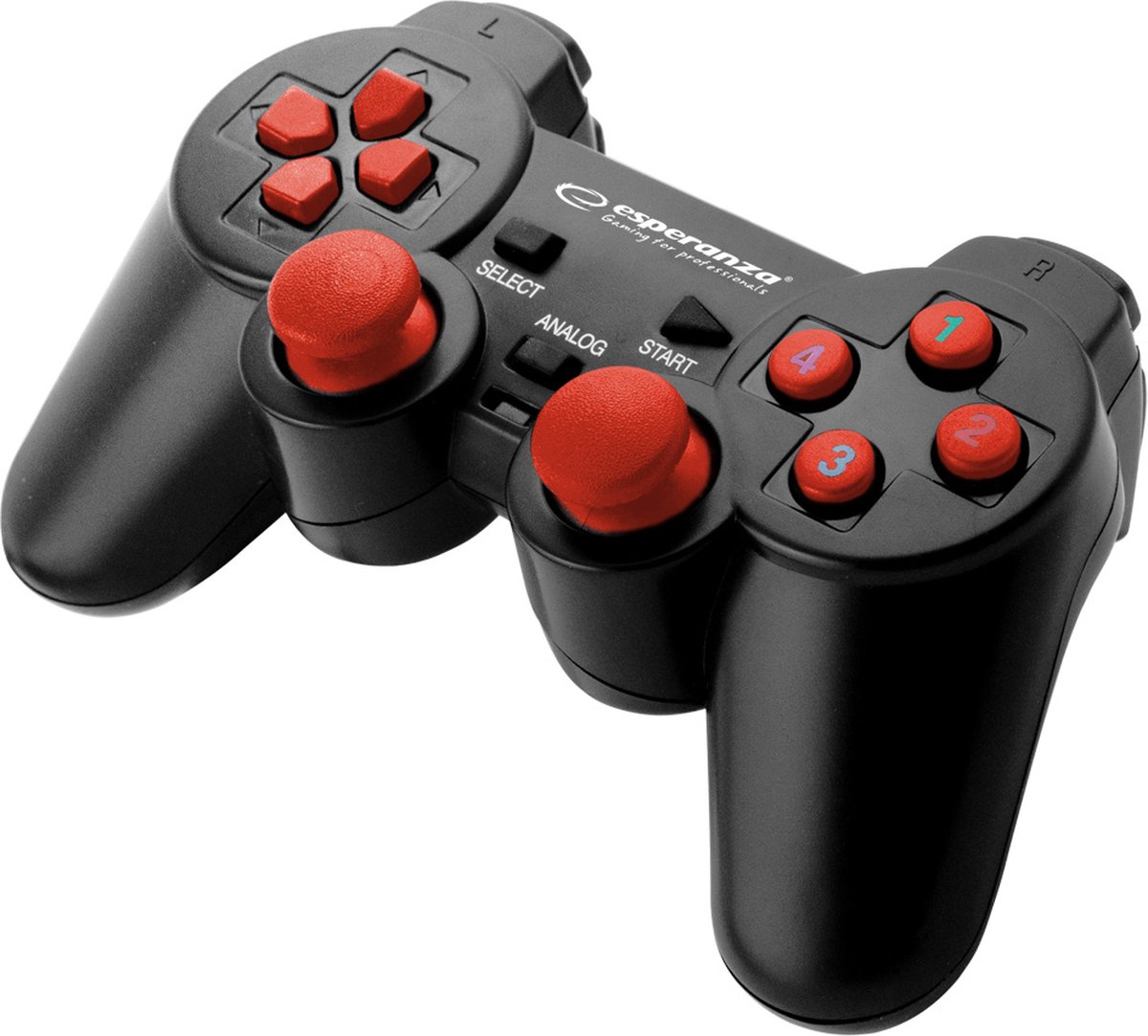 Esperanza EGG102R Gaming Controller Zwart, Rood USB 2.0 Gamepad Analoog / Digital PC