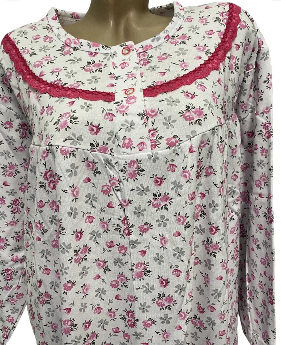 FJZFXKZL Dames nachtjapon met lange mouwen Roze