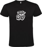 T-shirt Zwart avec image "Take it Easy" Wit Taille M