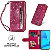 Oppo A52 Glitter Hoesje Met Pasjeshouder Bookcase Roze