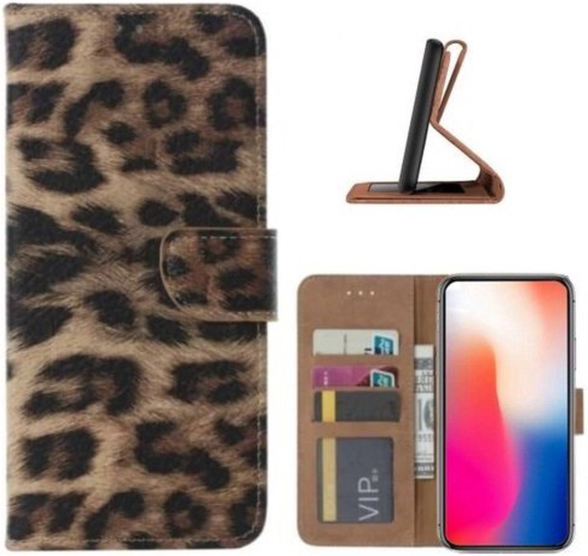 iPhone 12 Hoesje Met Pasjeshouder Bookcase Luipaard