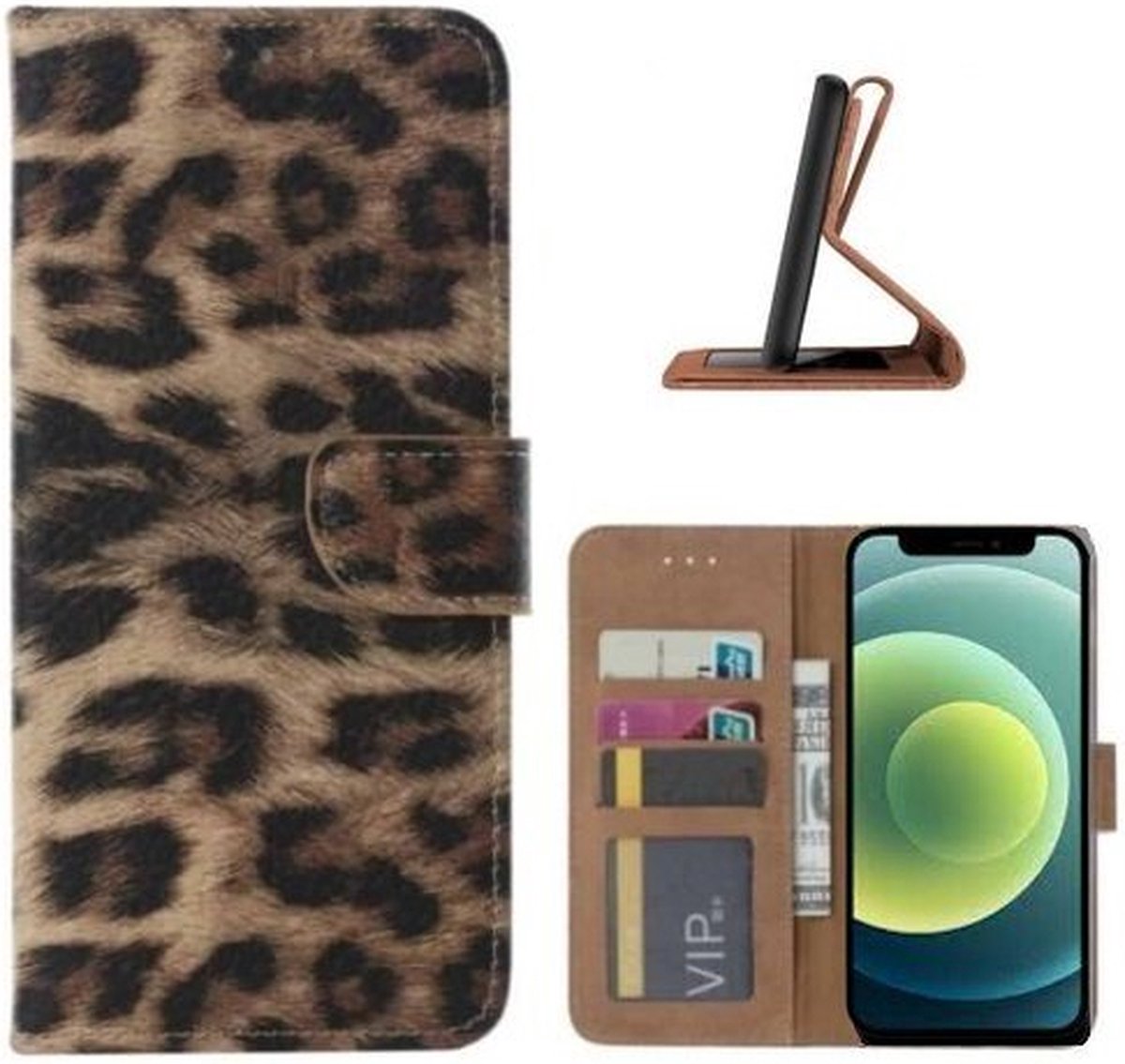 iPhone 12 Mini Hoesje Met Pasjeshouder Bookcase Luipaard