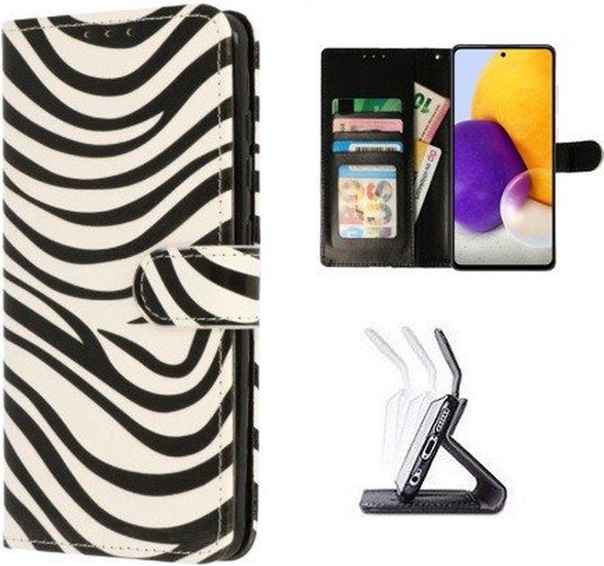 Samsung A72 Hoesje Met Pasjeshouder Bookcase Zebra