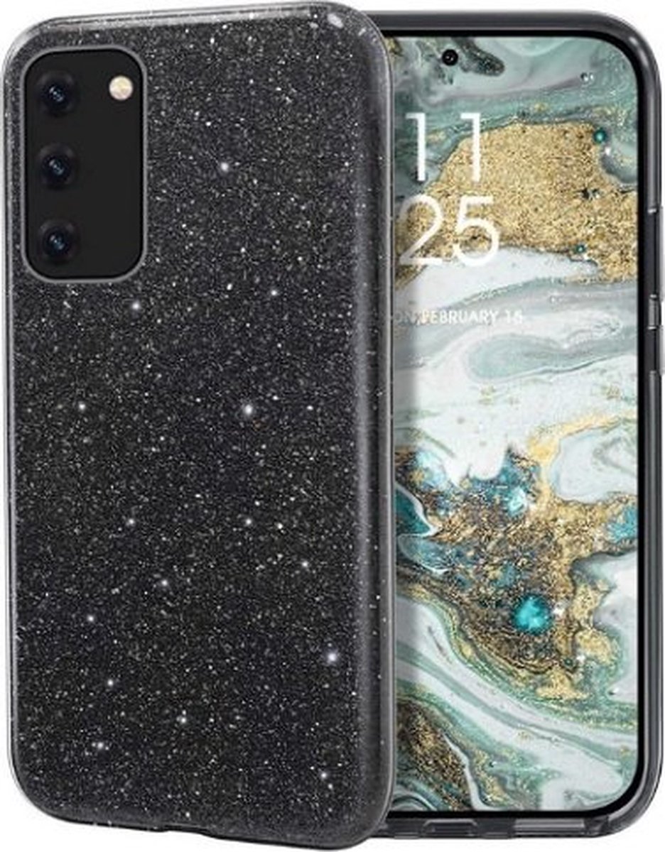 Samsung A72 Siliconen Glitter Hoesje Zwart
