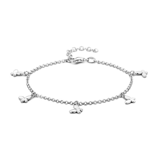 YO&NO Armband Vlinder - Dames - 17 + 3 cm - Sieraden Vrouw - Gerhodineerd - Zilver 925