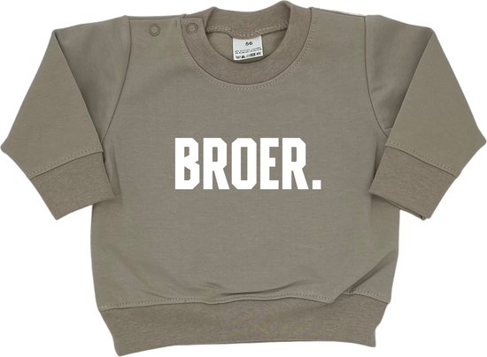 Sweater voor kind - BROER. - Beige - Maat 80 - Big Brother - Ik word grote broer - Familie uitbreiding - Boy - Zwangerschapsaankondiging - Zwanger - Pregnant - Pregnancy announcement
