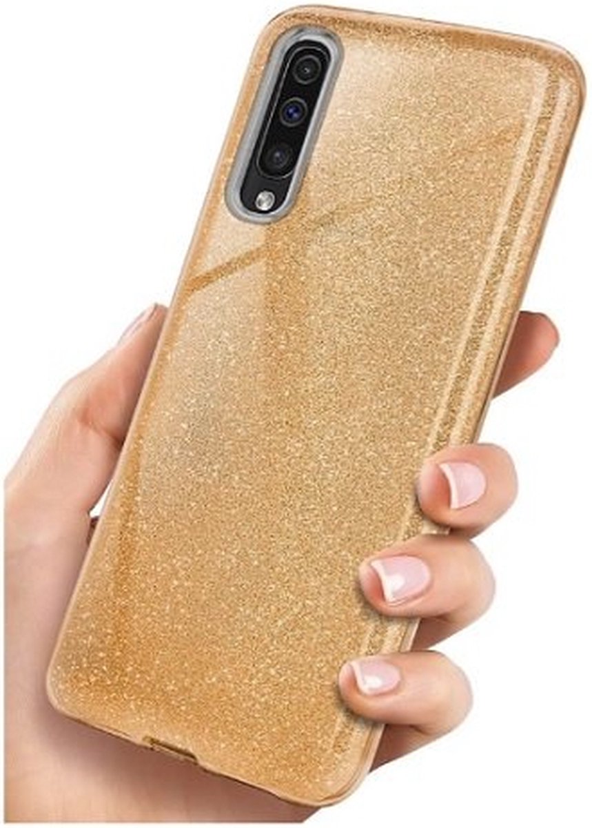 Samsung A10 Siliconen Glitter Hoesje Goud